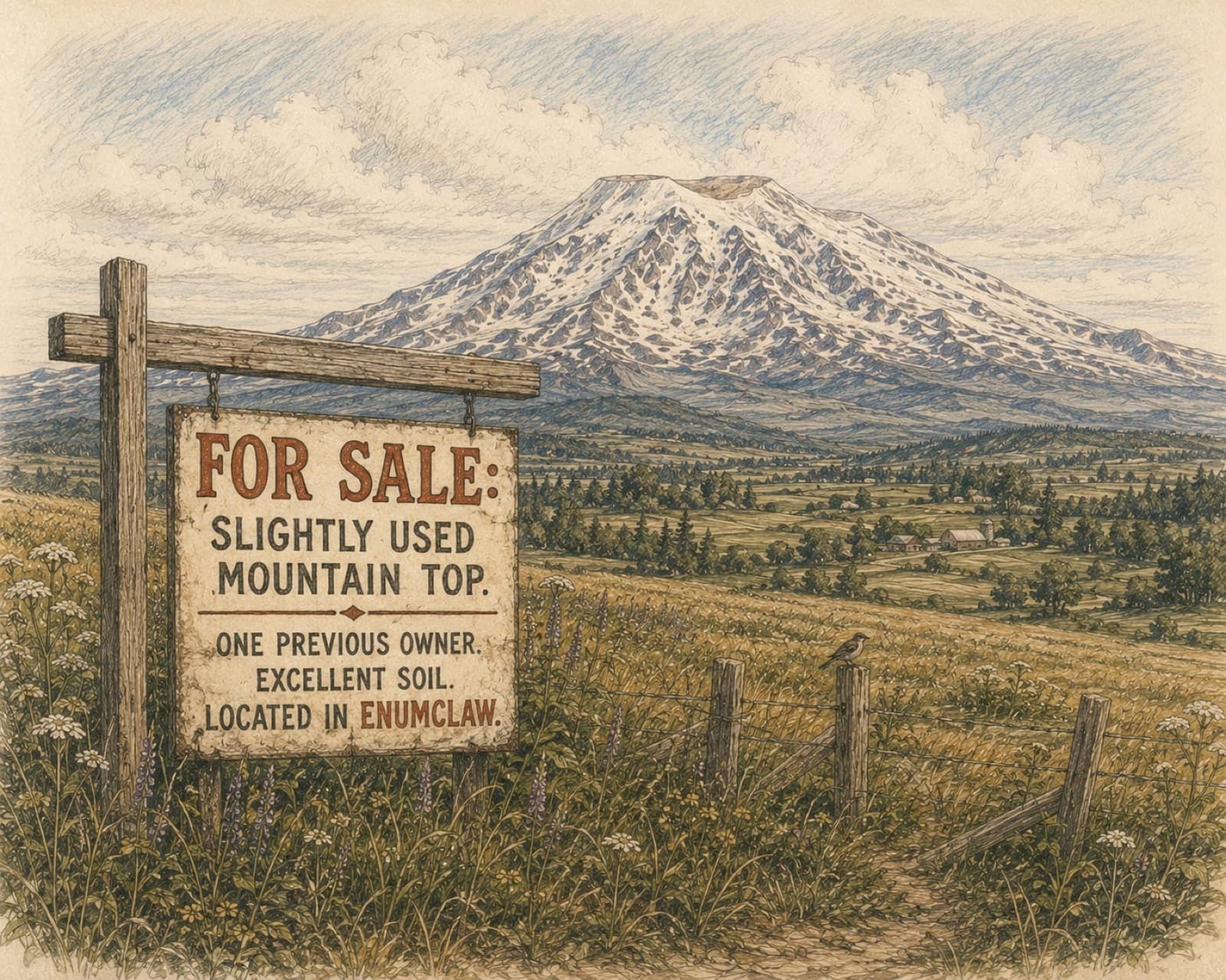 The flat part of town is the top of the mountain